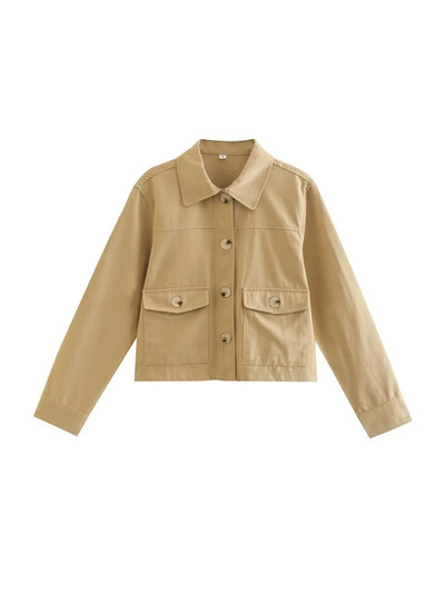 TRAFA naistemood taskutega Kärbitud jakk-mantel Vintage pikkade varrukatega nööpidega naiste ülerõivad šikid topid