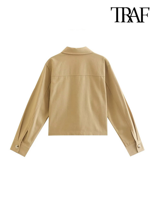 TRAFA naistemood taskutega Kärbitud jakk-mantel Vintage pikkade varrukatega nööpidega naiste ülerõivad šikid topid