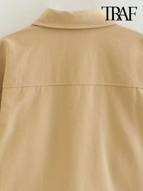 TRAFA naistemood taskutega Kärbitud jakk-mantel Vintage pikkade varrukatega nööpidega naiste ülerõivad šikid topid