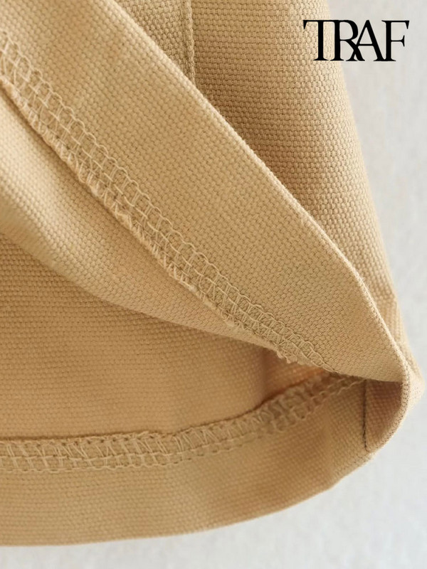 TRAFA naistemood taskutega Kärbitud jakk-mantel Vintage pikkade varrukatega nööpidega naiste ülerõivad šikid topid