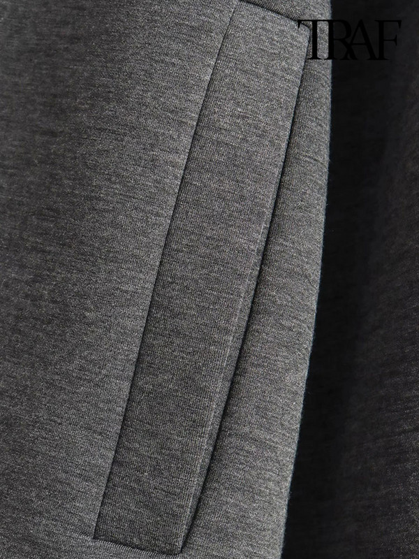 TRAF naiste mood küljetaskud Suure suurusega Bomber-jakk Mantel Vintage pikkade varrukatega tõmblukuga Naiste ülerõivad šikid topid