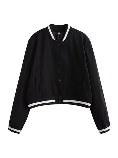 Γυναικεία μόδα TRAF με τσέπες Loose Crop παλτό Vintage μακρυμάνικο με κουμπιά Γυναικεία πανωφόρια κομψά μπλουζάκια