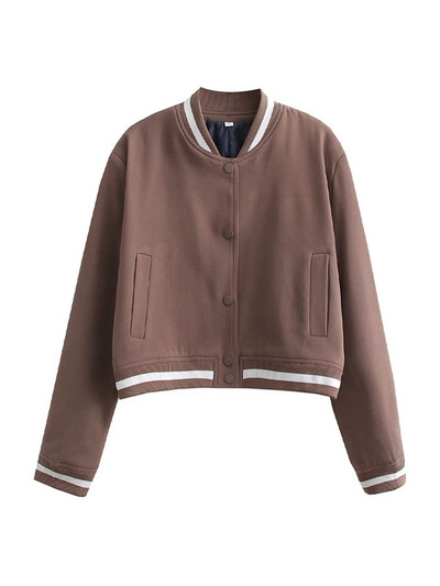 Γυναικεία μόδα TRAF με τσέπες Loose Crop παλτό Vintage μακρυμάνικο με κουμπιά Γυναικεία πανωφόρια κομψά μπλουζάκια