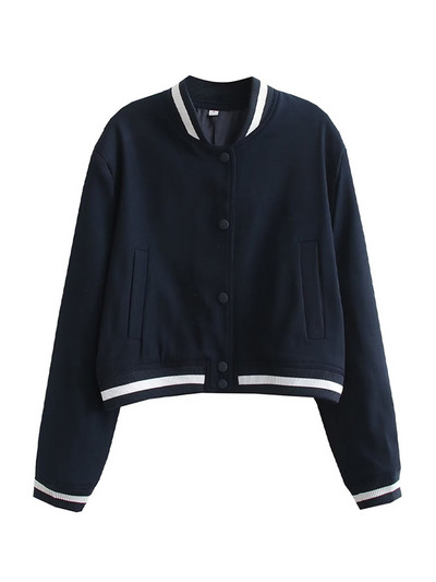 Γυναικεία μόδα TRAF με τσέπες Loose Crop παλτό Vintage μακρυμάνικο με κουμπιά Γυναικεία πανωφόρια κομψά μπλουζάκια