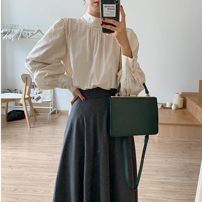 Cămăși femei primăvară toamnă mâneci lungi elegante guler stand bluze la modă nou stil coreean îmbrăcăminte feminină casual zilnic șic