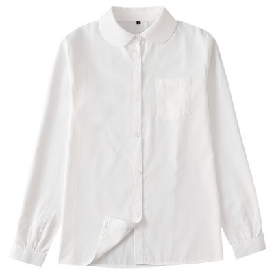 Дамски бели ризи Официална блуза с обърната яка Ризи с дълъг ръкав Топове Пролет Есен Едноредни минималистични дамски блузи