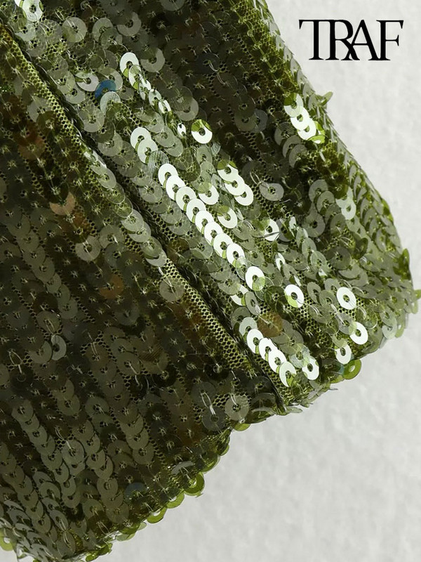 TRAF Moda femei cu buzunare jachetă bomber cu paiete haină vintage cu mânecă lungă cu fermoar în față îmbrăcăminte exterioară pentru femei Topuri șic