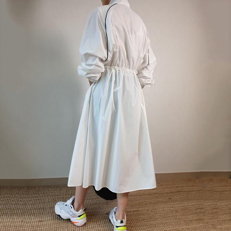 [EWQ] Naiste lõhikuga tuulejakk Korea šikk Täielik Trench-mantel Välisriided Püstikrae Lahtised mantlid Sügis 2023 Suvi uus