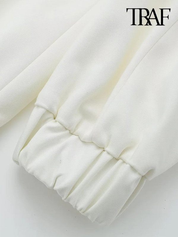 TRAF Дамска мода с джобове Овъргабаритно бомбър яке Палто Винтидж Дамско връхно облекло с копчета с дълги ръкави Шикозни горнища