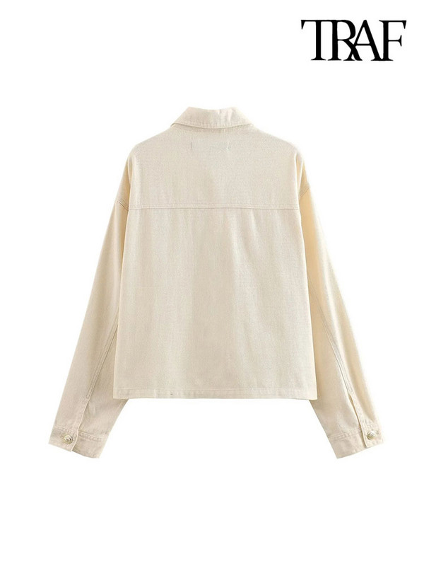 TRAF Дамска мода с джобове Овъргабаритно яке Палто Винтидж Дамско връхно облекло със златни копчета с дълъг ръкав и шик