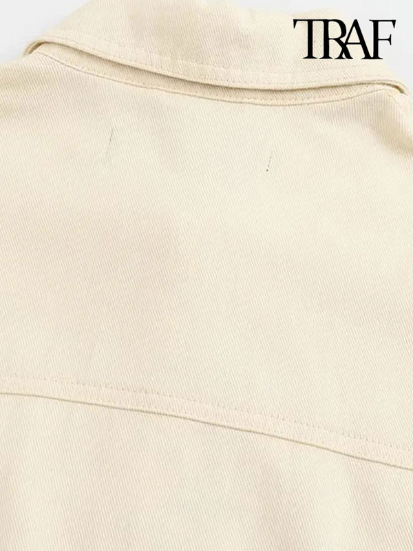 TRAF Дамска мода с джобове Овъргабаритно яке Палто Винтидж Дамско връхно облекло със златни копчета с дълъг ръкав и шик