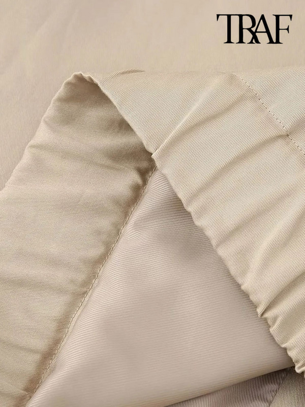 TRAF Дамска мода с джобове Свободно дълго бомбър яке Палто Винтидж Дамско горно облекло с копчета с дълъг ръкав Шикозни топове