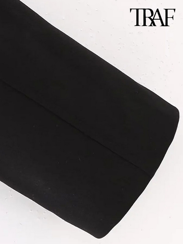 TRAF Дамско модно изрязано яке с преден цип Палто Винтидж яка с ревер и яка с дълъг ръкав Дамско връхно облекло Шикозни топове