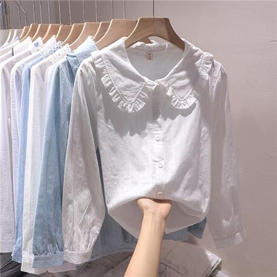 Peter Pan kraega särgid, naiste S-3XL Disainer Elegantne Sweet Preppy Korea Mood Kawaii Riided Jaapani Kõik sobivad Girlish Baggy