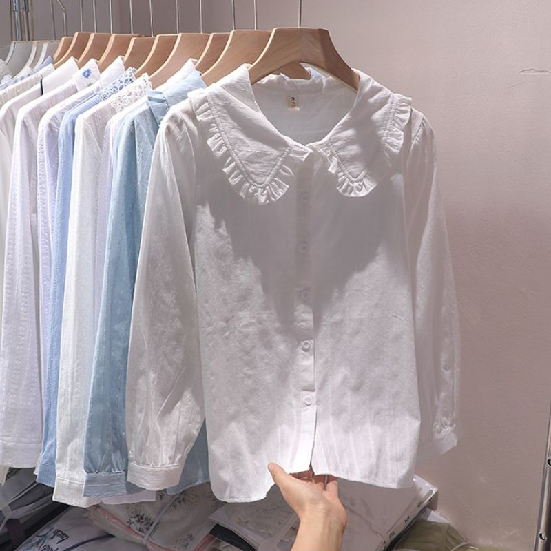 Peter Pan kraega särgid, naiste S-3XL Disainer Elegantne Sweet Preppy Korea Mood Kawaii Riided Jaapani Kõik sobivad Girlish Baggy