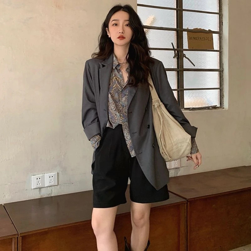 MEXZT Vintage Πουκάμισα Γυναικεία Harajuku Fashion Print Μακρυμάνικα Υπερμεγέθη μπλούζες Ρετρό Streetwear Loose Casual Chic Ζακέτες