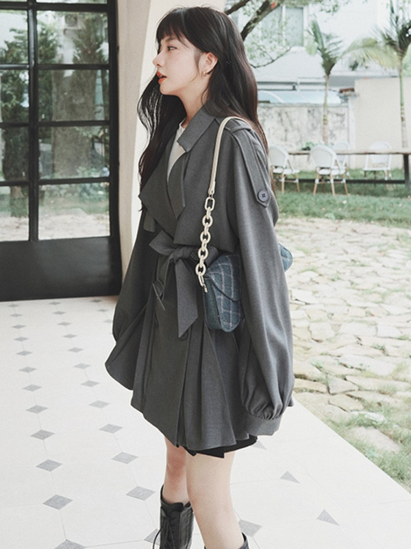 Trench Femei M-4XL Retro Design Lejer Dulce Se potrivesc Elegant Minimalist Pur Stil coreean Elegant Zilnic Timp liber Toamna Doamnelor