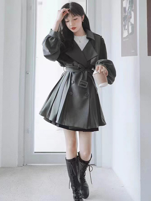 Trench Femei M-4XL Retro Design Lejer Dulce Se potrivesc Elegant Minimalist Pur Stil coreean Elegant Zilnic Timp liber Toamna Doamnelor