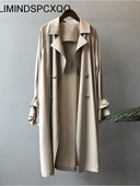 Дамски ежедневен тънък тренчкот без подплата Корейско модно двуредно черно палто в цвят каки 2023 г. Свободно пролетно палто Gabardina Mujer