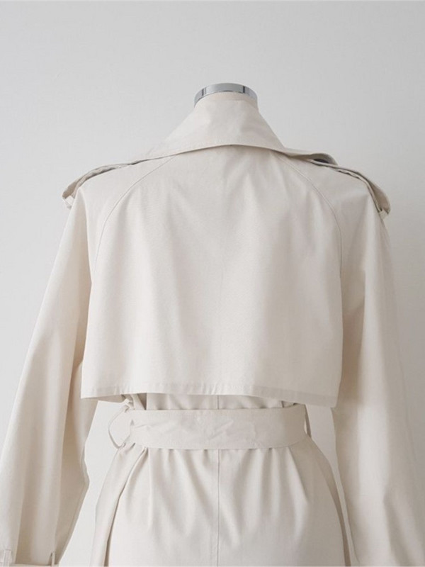 2023 г. Дамско палто, бели двуредни дълги тренчи, пролетни пояси, корейски висококачествени женски бели ветровки Тренч