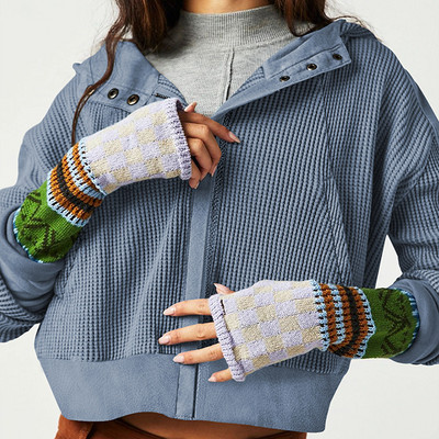 Модно яке с дълъг ръкав и качулка за жени Овъргабаритно Y2K Streetwear вафлено палто Есен Зима Дамско ежедневно облекло XL