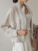 Jachetă elegantă pentru femei de primăvară 2022, haină casual, bumbac și in, îmbrăcăminte exterioară, cu mânecă lungă, cu fermoar, bluză