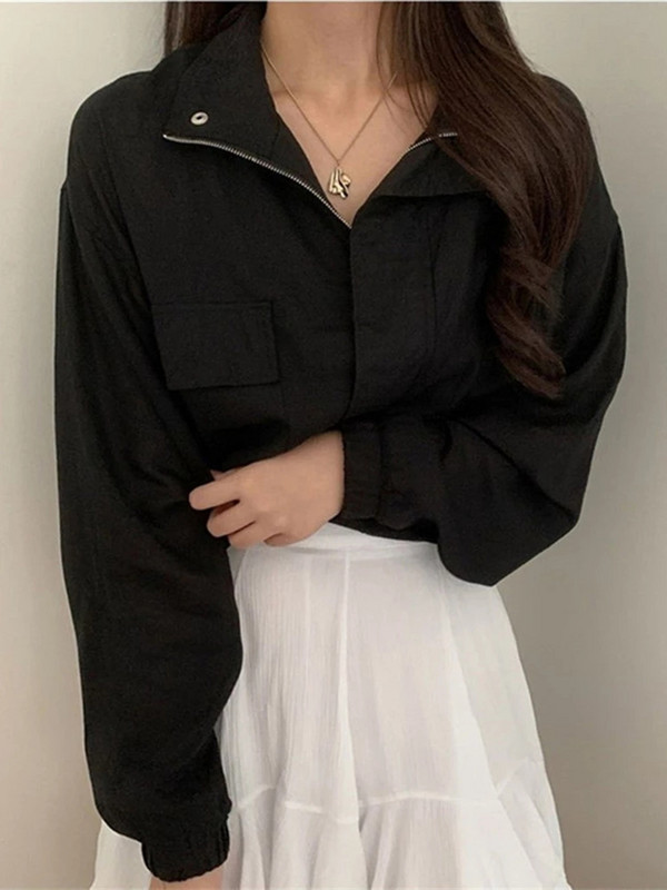 Jachetă elegantă pentru femei de primăvară 2022, haină casual, bumbac și in, îmbrăcăminte exterioară, cu mânecă lungă, cu fermoar, bluză