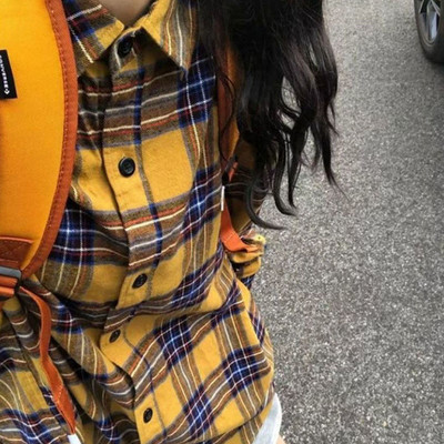 Xpqbb Дамски карирани ризи Мързелив стил Ретро свободна риза с дълъг ръкав Палто Дамска пролет есен Корейска едноредна блуза 2023 г.