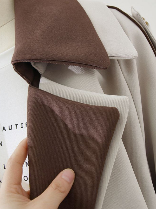 Тренч Дамски панелен дизайн Семпло ретро елегантно връхно облекло Сглобени корейски стил Свободни есенни популярни елементи Универсални ежедневни дамски