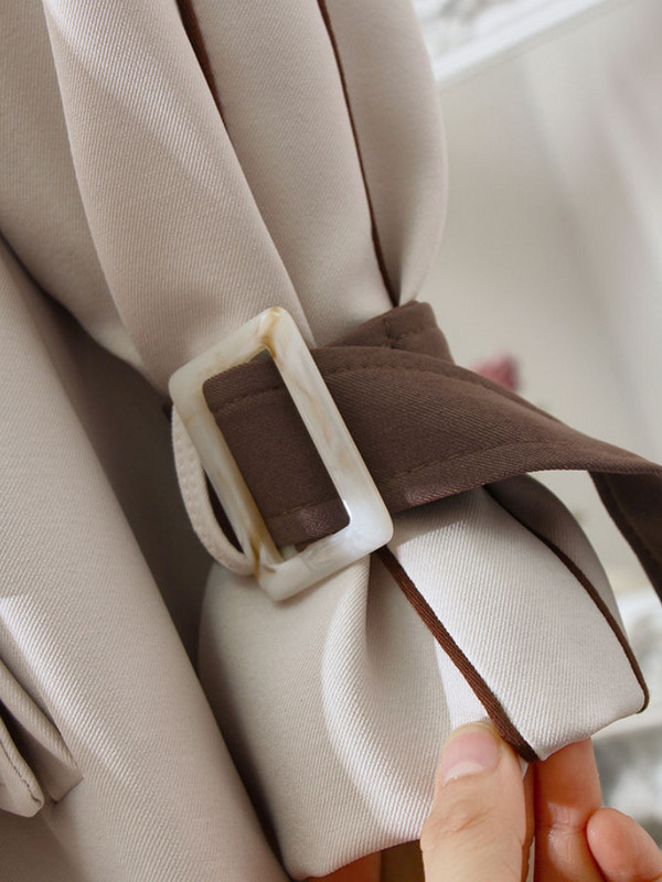 Тренч Дамски панелен дизайн Семпло ретро елегантно връхно облекло Сглобени корейски стил Свободни есенни популярни елементи Универсални ежедневни дамски