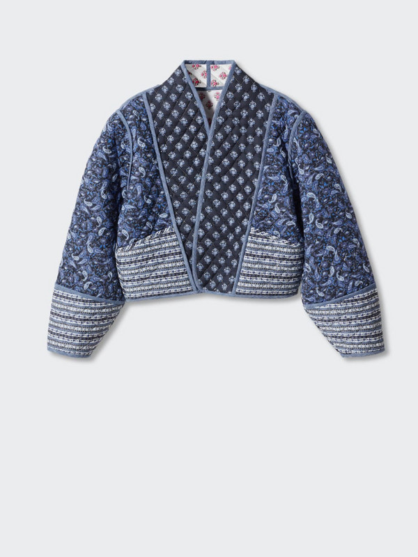 RR2749 Reverzibilne jakne s prošivenim cvjetnim otiskom Ženske otvorene prednje strane Dva u jednom pamučni zimski kaput Ženske plave ružičaste pamučne parke