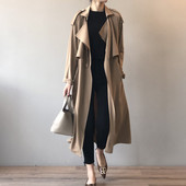 Φθινοπωρινό ρετρό βρετανικό WindBreaker Γυναικείο Μεσαίο Μακρύ Υπερμεγέθη Causal Chic Trench Jacket Γυναικεία μόδα
