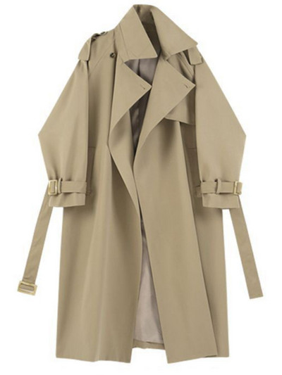 2023 Jachetă de toamnă de femeie, de modă, de stradă coreeană, îmbrăcăminte cu decolteu în V, cu mânecă lungă, cu mânecă lungă, de top lung, pentru femei, de culoare solidă, veste de trench