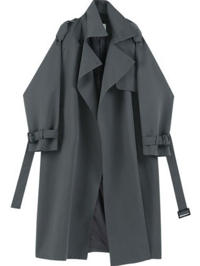 2023 Jachetă de toamnă de femeie, de modă, de stradă coreeană, îmbrăcăminte cu decolteu în V, cu mânecă lungă, cu mânecă lungă, de top lung, pentru femei, de culoare solidă, veste de trench