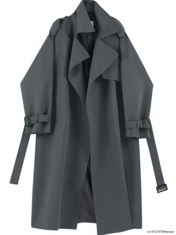 2023 Jachetă de toamnă de femeie, de modă, de stradă coreeană, îmbrăcăminte cu decolteu în V, cu mânecă lungă, cu mânecă lungă, de top lung, pentru femei, de culoare solidă, veste de trench