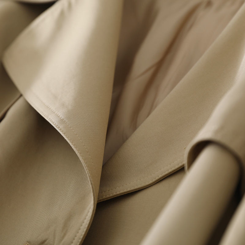 Тренчкот в британски стил Дамско палто за пролет и есен с голям ревер Двуредно палто Корейска ветровка със среден до дълъг колан