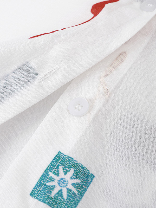 Trükitud moesärk naiste top revääridega, pikkade laternatega varrukatega üherealised pühadesärgid Naiste suvi 2023 Graffiti topid pluus