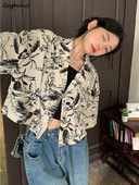 Флорални ризи Дамски винтидж тънки свободни млади Японска мода Ins Ученички BF Streetwear Harajuku Унисекс шик Ulzzang Ново лято