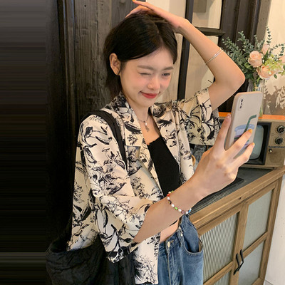 Флорални ризи Дамски винтидж тънки свободни млади Японска мода Ins Ученички BF Streetwear Harajuku Унисекс шик Ulzzang Ново лято