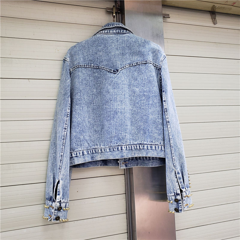 Дамско яке 2023, пролет, есен, ново дънково палто с водни диаманти и мъниста за тежка промишленост