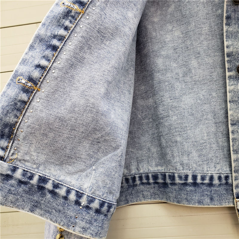 Дамско яке 2023, пролет, есен, ново дънково палто с водни диаманти и мъниста за тежка промишленост