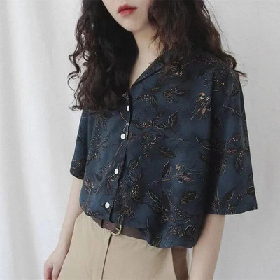 MEXZT Vintage Harajuku košulja s printom Ženska ljetna ulična odjeća Kratkih rukava Prevelike bluze Korejska moda Elegantna ležerna Top Nova