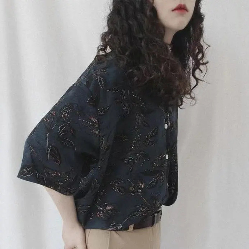 MEXZT Vintage Harajuku košulja s printom Ženska ljetna ulična odjeća Kratkih rukava Prevelike bluze Korejska moda Elegantna ležerna Top Nova