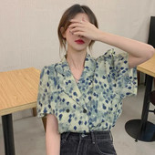 Шифонени тениски с къс ръкав Шикозни летни дрехи Ежедневни свободни естетични корейски модни дамски блузи с безплатна доставка