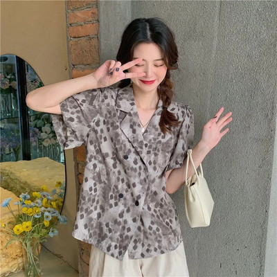 Шифонени тениски с къс ръкав Шикозни летни дрехи Ежедневни свободни естетични корейски модни дамски блузи с безплатна доставка