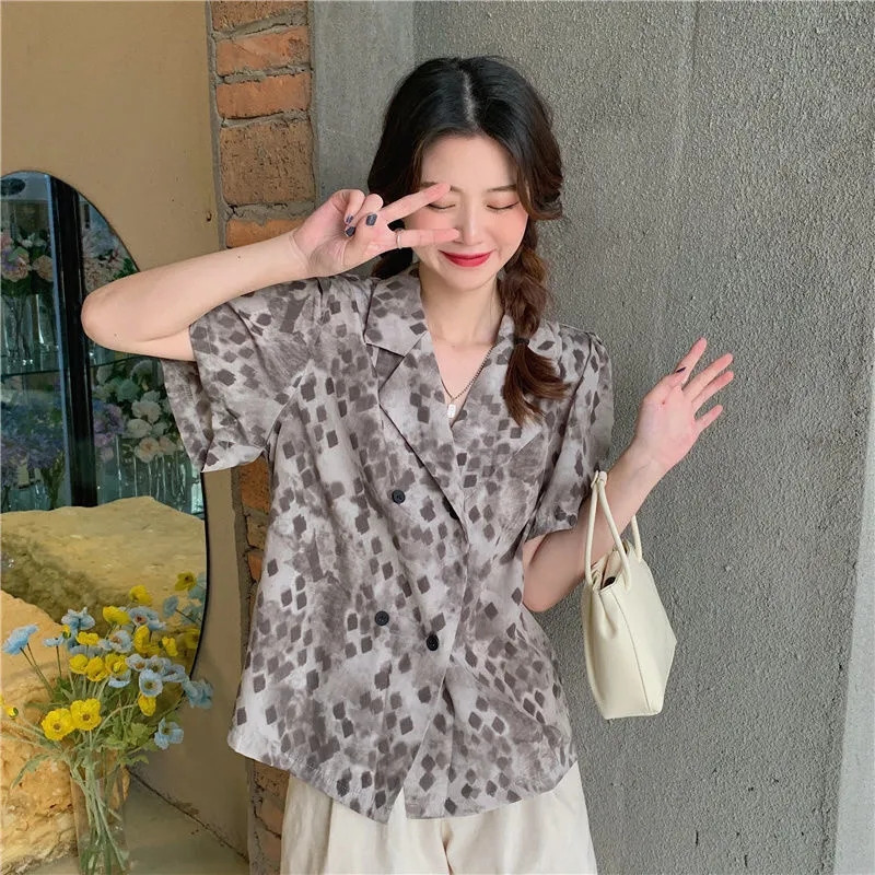 Шифонени тениски с къс ръкав Шикозни летни дрехи Ежедневни свободни естетични корейски модни дамски блузи с безплатна доставка