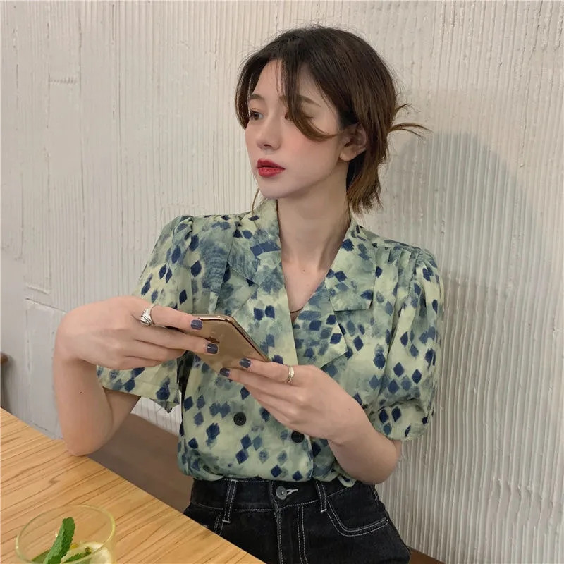 Шифонени тениски с къс ръкав Шикозни летни дрехи Ежедневни свободни естетични корейски модни дамски блузи с безплатна доставка