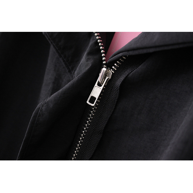 Дамски дълъг тренчкот 2019 Есен Нова черна ветровка с качулка Дамски ежедневни свободни Casacos Femininos голям размер R809