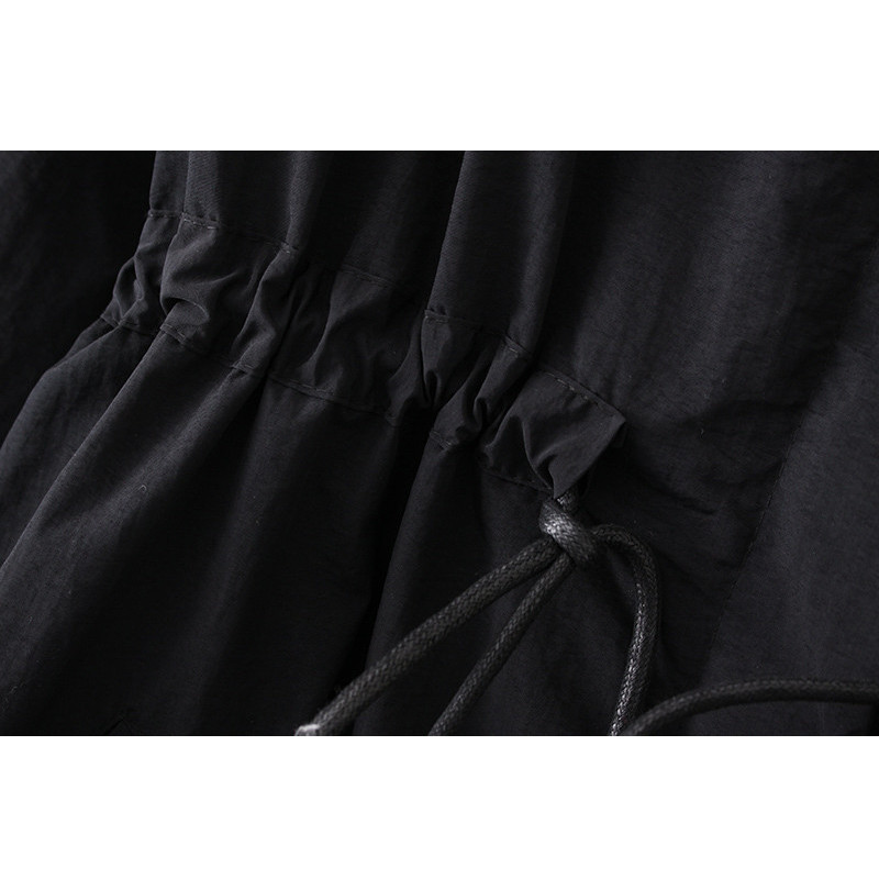 Дамски дълъг тренчкот 2019 Есен Нова черна ветровка с качулка Дамски ежедневни свободни Casacos Femininos голям размер R809