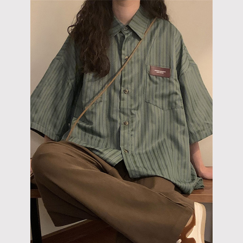 Zoki Винтидж раирани дамски блузи с вратовръзка Harajuku Големи свободни готови топове Японска лятна мода Ризи с дълъг ръкав